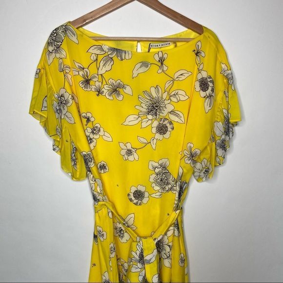 Alice and Olivia Ellamae Flutter-Sleeve Yellow Floral Dress - Picture 5 of 7